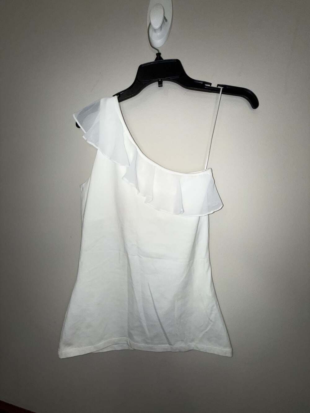 Express One Shoulder Ruffle Top White Size M - Picture 3 of 3